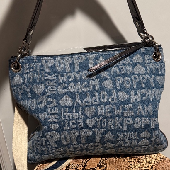 Coach Poppy Denim Graffiti Wordblock Signature Crossbody Bag 2011 - Picture 5 of 13